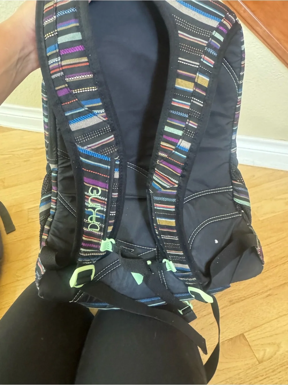 Dakine Striped Backpack Laptop School Travel Bookbag Black Multicolor Mint